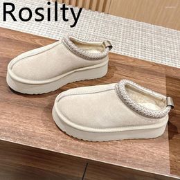 Slippers Round Toe Flat Platform Shoes Women Kid Suede Wool Designer Mules Ladies Casual Slip On Lazy Zapatos Mujer