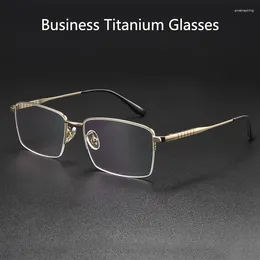 Sunglasses Frames Men Big Size Eye Glasses Half Frame Fashion Luxury Ultra Light Pure Titanium Eyewear Optical Prescription Woman 88700