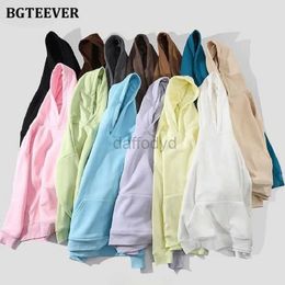 Women's Hoodies Sweatshirts BGTEEVER Casual Long Sleeve Thicken Fleece for Women Autumn Winter Warm Ladies Cotton S-3XL 24328