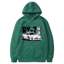 Men's Hoodies Sweatshirts Initial D JDM Hoodie Vintage RX7 FD Drift Japanese Cars Printed Sweatshirt Harajuku Tracksuit Loose Men Streetwear Pullover Tops 24328