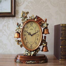 Table Clocks Retro Clock Ornaments Metal Vintage Crafts Living Room Desk Decoration Luxurious Gifts Home Decor