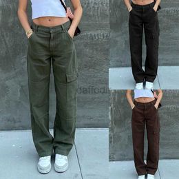 Women's Jeans Women Jeans Denim Army Green Black Brown Solid Colour Casual New Fashion Chic Female Cool Girls Streetwear 24328