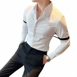 2023 Men's Bamboo Fibre Dr Shirts Casual Slim Fit Lg Sleeve Male Social Shirts Comfortable N Ir Solid Chemise Homme 3XL L7Va#