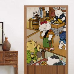 Shutters Japanese Style Restaurant Kitchen Fabric Door Curtain Lucky Cute Cat Home Pub Bar Screen Noren