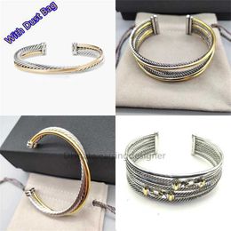 Cable cuff bracelets woman luxury bracelet bangle Round Row designer jewelry with-logo Color Separation Bracelet 925 Sterling Silver 18k Gold Plated dust-bag