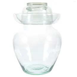 Storage Bottles 2 Jar 5kg Glass Fermenting With Lid Traditional Chinese Vegetable Pot Large For Sauerkraut