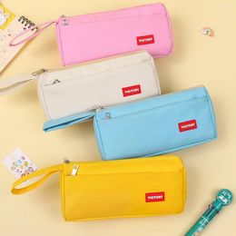 Storage Bags Solid Color Oxford Pencil Case Student Zipper Pen Eraser Pouch Large Capacity Stationery Organizer School Supplies