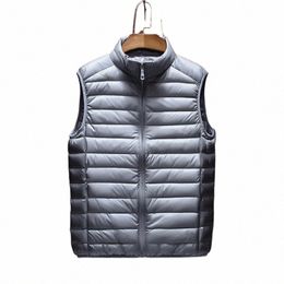 ultralight Men's Down Vest Winter Warm White Duck Down Puffy Padded Waistcoat Basic Windproof Jacket Outwear Male Clothes 076A#