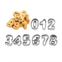 Baking Moulds Cookie Cutters MouldsSet Puzzle Numbers 0-9 Arabic Numerals Cute Candy Biscuit Mould Tools Stainless Steel