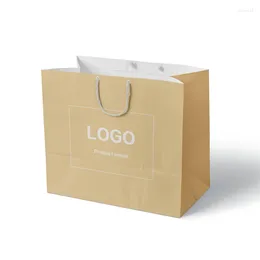 Gift Wrap Custom Made Promotional Luxury Brown Kraft Paper Bags With Your Own Logo