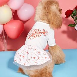 Dog Apparel Valentines Day Costume Hearts Outfit Red Tulle Dress For Small Dogs Cat Girl