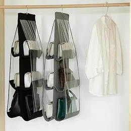 Storage Bags Wardrobe Handbag Hanging Organizer Foldable 6 Pockets Bag Bedroom Hanger Pouch Home Closet