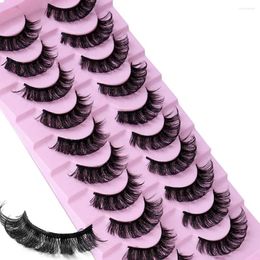 False Eyelashes 10 Pairs DD Curl Russian Strip Lashes Fluffy Volume Dramatic Messy Faux Mink Fake Make Up