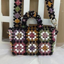 Evening Bags INS Handmade Versatile Contrasting Colours Totes Ladies Beaded Woven Flowers Pattern Designer Beach Clutch Purse