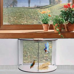 Other Bird Supplies Wooden Feeder Durable Window For Viewing Sturdy Construction Easy Installation Home Watching Outdoor