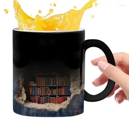 Mugs Book Lover Coffee Mug Ceramic Heat Sensitive Beverage Cup 3D Drinkware Christmas Funny Gifts For Lovers Authors