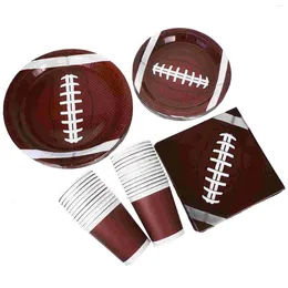 Dinnerware Sets 1 Set Of Rugby Pattern Paper Tableware Birthday Party Disposable Ball Game Accessory