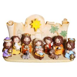 Sculptures 10pcs Resin Holy Family Nativity Figurine Set Jesus Figurines Christmas Ornaments Decor Nativity Scene Set Tabletop Decoration