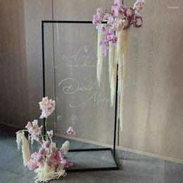 Decorative Flowers White Gold Square Arch Shelf Wrought Iron Flower Stand Wedding Props Background Frame Decoration Welcome Sign