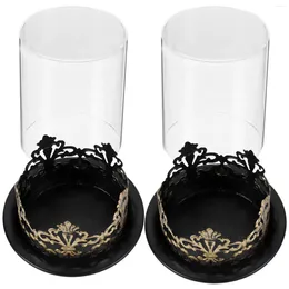 Candle Holders 2 Pcs Candlestick Glass Containers Holder Ornament Small Iron Cylinder Cup Scented Tin Making Jar Decorative