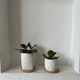 Planters 2 Pcs European Style Small Ceramics Flower Pot Home Decorations White Flowerpot Rustic Home Decor Desktop Decoration