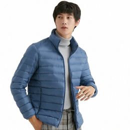 autumn Winter Light Thin White Duck Down Jacket Parkas Men Stand Collar Down Coat Male Short Warm Puffer Outwear Plus Size 3XL D0hq#