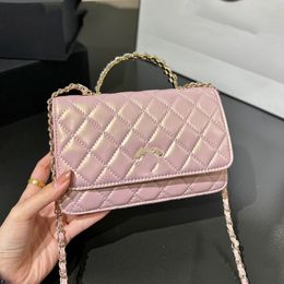 24P Iridescent Colours Two-tone Pearl Top Handle Totes WOC Bag Wallet On Chain Multi Pochette Card Holder Rhinestone Turn Lock GHW Crossbody Shoulder Vanity Purse 20cm