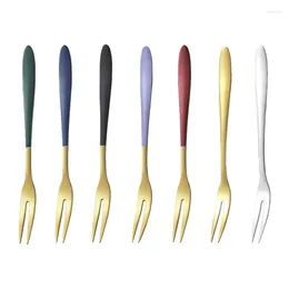 Disposable Flatware Fruit Fork Luxury Stainless Steel Gold Cake Dessert Forks Lovely Mini Used For In Party Snail Restaurant