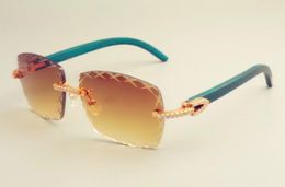 2019 new selling engraving lens 8300177B sunglasses fashion small diamond sunshade mirror natural blue wooden sunglasses unis1714528