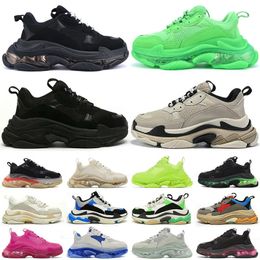 designer casual shoes 17FW triple s men women platform sneakers clear sole black white grey red pink blue Royal Neon Green mens trainers Tennis shoe 36-45