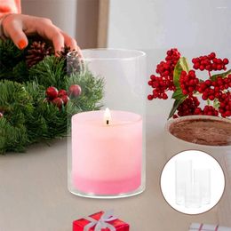 Candle Holders 3pcs Cylindrical Glass Shade Candleholder Chimney Tube