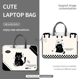 Laptop Cases Backpack DIY PU Bag Cute Cat Sleeve Handle Bag13 14 15 17 inch Shockproof Case Messenger Carrying 24328