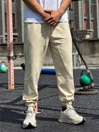 Men's Pants Casual Breathable Training Cotton Jogger Men Streetwear Fashion Letter Texture Solid Trousers 2024 Gym Drawstring Long Pant Male