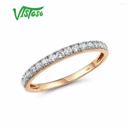 Cluster Rings VISTOSO Gold For Women Genuine 14K 585 Rose Ring Sparkling Diamond Promise Engagement Anniversary Fine Jewellery