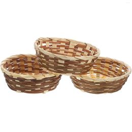 Dinnerware Sets 3 Pcs Tool Woven Basket Bamboo Serving Biscuit Storage Hand Made Fruit Container