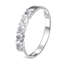 AEAW 14k White Gold 0 1ct m Total 0 5ctw DF Round Cut Engagement&Wedding Lab Grown Diamond Band Ring for Women 220228261U