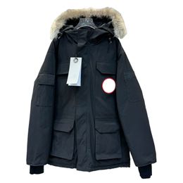 Designerska z kapturem kurtka puffer damska i kurtka w dół męską średnią zimę nowa kanadyjska pokonała miłośnicy ubrania robocze grube gęsi kurtka ciepła na zewnątrz