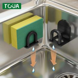 Kitchen Storage 1pc Space Aluminium Sink Sponge Holder Rustproof Self Adhesive Drain Dish Drying Rack Organizer