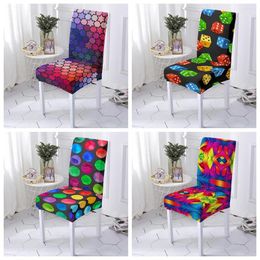 Chair Covers Geometric Pattern For Dining Room Slipcover Elastic Spandex Cover Furniture Protector Wedding Banquet