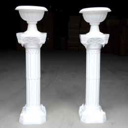 Wedding Decorative Props Fashion Artificial 2Pcs/Lot Hollow Roman Columns White Colour Plastic Pillars Road Cited Party Event