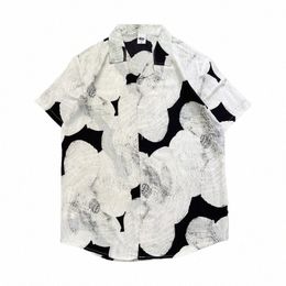 dark Ic Fr Full Printing Holiday Beach Shirts for Men Summer Thin Material Men's Shirt Male Top U43F#