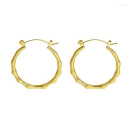 Hoop Earrings PolishedPlus 1 Pair Stainless Steel Bamboo Style Large Big Hoops Tree Rattan Women Jewelry Gifts3068