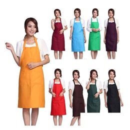 Aprons Plain Apron With Front Pocket Bib Kitchen Cooking Craft Chef Baking Art Adt Teenage College Clothing Drop Delivery Home Garden Dhfmw