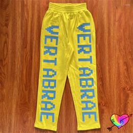 Men's Pants Vertabrae Double Logo Men Women 3D Puff Print Yellow High Quality Pocket Trousers Jogger Sweatpants