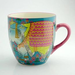 Mugs Brightly Custom Decal Exotic Colourful Ceramic Coffee Porcelain Elephant Mug