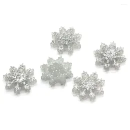Decorative Flowers 50/100pcs Resin Christmas Snowflake Sequin Glitter Flat Back Cabochon Charms Jewelry Making Phone Case Decoration