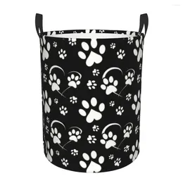 Laundry Bags Dog Print Basket Collapsible Puppy Paws Pattern Clothing Hamper Toys Organizer Storage Bins