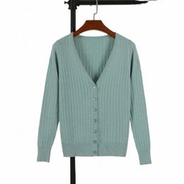 v-neck Cropped Knitting Knit Ladies Basic Women's Coat Spring 2024 Blouses Lg Sleeve Top Jersey Knitted Sweater Korean Fi K5eu#