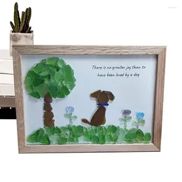 Frames Sea Glass Art Handmade Artwork Wall Decor Puppy Home Decoration For Bedroom Living Room