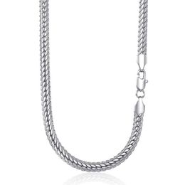 6mm Womens Mens Necklace Chain Hammered Close Rombo Link Curb Cuban White Gold Filled GF Fashion Jewelry Accessories DGN337 Chains282e